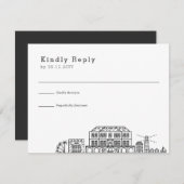 ジャマイカ結婚ス |スタイル化されたスカイラインRSVP 出欠カード (正面/裏面)