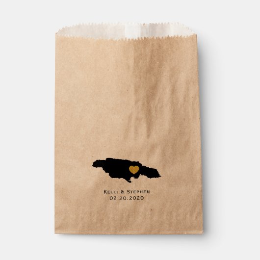 ジャマイカ結婚式の引き出物トリートサックス、マップ抱き枕 フェイバーバッグ (正面)