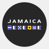 ジャマイカ航海のマリタイム帆走旗ダークカラー ラウンドシール (正面)