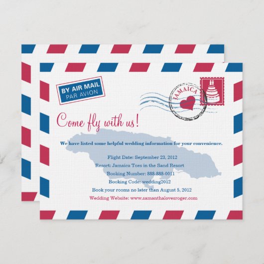 ジャマイカ航空結婚便の旅行情報 エンクロージャーカード (正面/裏面)