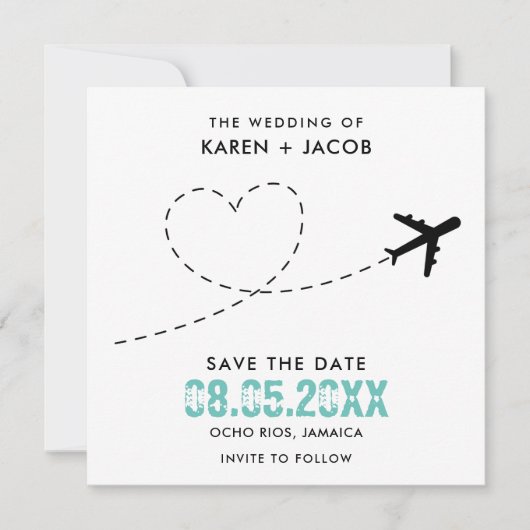ジャマイカ行き先結婚式の写真日付を保存 セーブザデート (正面)