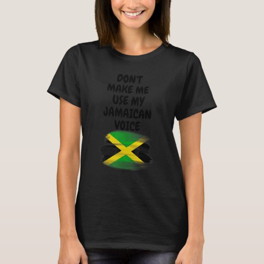 ジャマイカ訛りを使わせないで ジャマイカの国旗 K Tシャツ (正面)