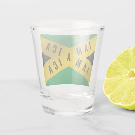 ジャマイカ警告テープグリーン金ゴールドジャマイカ国旗 ショットグラス (裏面)