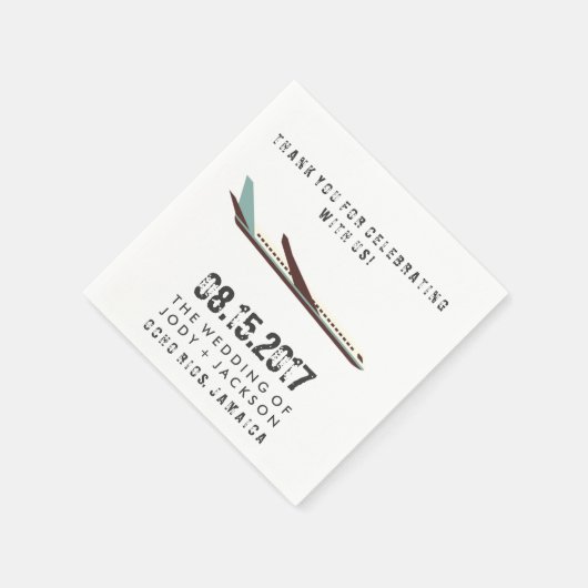 ジャマイカ飛行機の目的地のウェディングナプキン スタンダードカクテルナプキン (角)