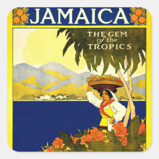 ジャマイカ1910年の熱帯の旅行ポスター スクエアシール