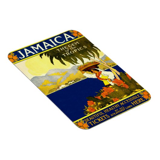 ジャマイカ1910年の熱帯の旅行ポスター マグネット (右側)