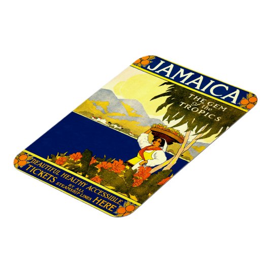 ジャマイカ1910年の熱帯の旅行ポスター マグネット (左側)
