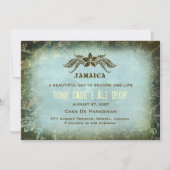 ジャマイカ2デスティネーション招待状ヴィンテージリネン 招待状 (正面)