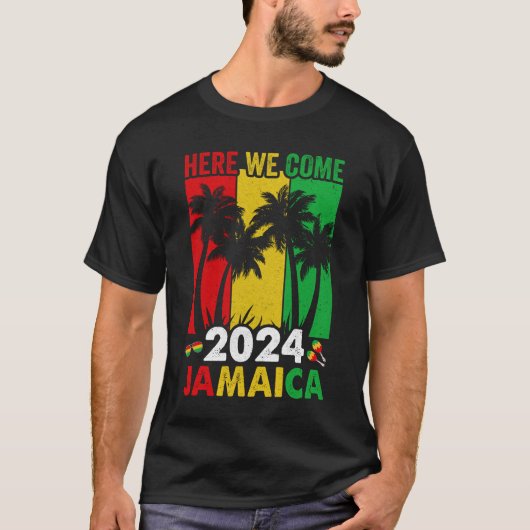 ジャマイカ2024ここで私たちは来家族の休暇に一致 Tシャツ (正面)