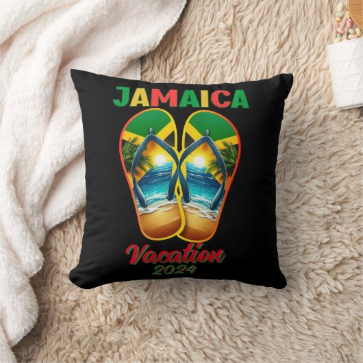ジャマイカ2024フリップフロップバケーショントロピカルビーチ クッション (ブランケット)