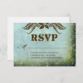 ジャマイカ2 RSVPのヴィンテージの青緑のリンネル紙 出欠カード (正面/裏面)