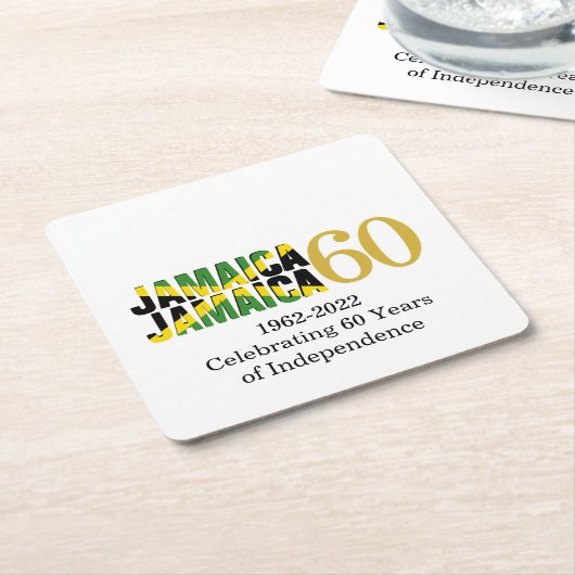 ジャマイカ60周年独立記念日 スクエアペーパーコースター (アングル)