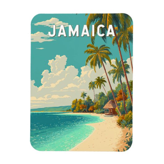 ジャマイカ イラスト 旅行 アート ヴィンテージ マグネット (縦)
