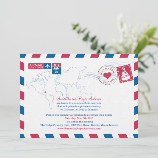 ジャマイカ エア メール ポスト ウェディング レセプション 招待状 (スタンド正面)