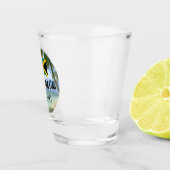 「ジャマイカ・エスト。1962インチビーチとジャマイカ国旗のアート ショットグラス (右)