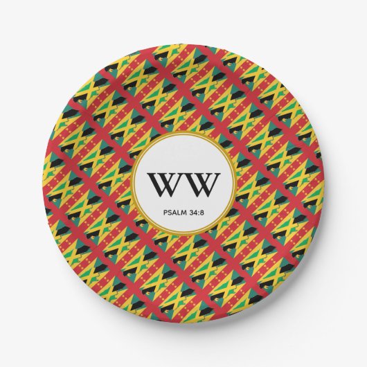 ジャマイカ グレナダ国旗 祝賀会 誕生日 遺産 ペーパープレート (正面)