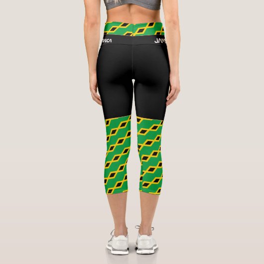 ジャマイカ&ジャマイカ国旗のファッション、フィットネス、スポーツ カプリレギンス (裏面)