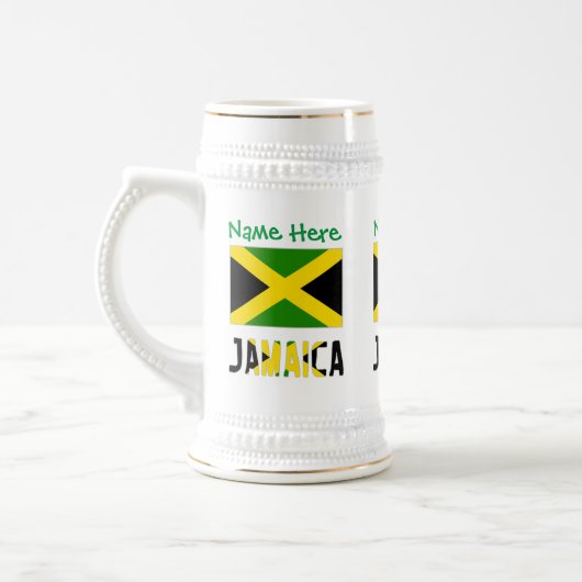 ジャマイカ ジャマイカ国旗 緑 カスタマイズ ビールジョッキ (左)