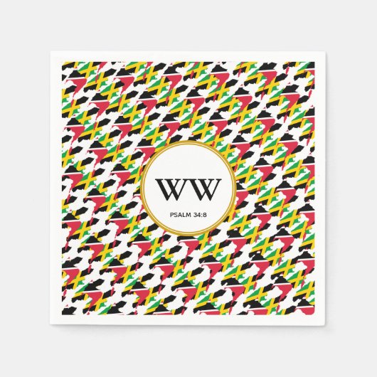 ジャマイカ トリニダード フラグ 誕生日 デュアル ヘリテージ パーティ スタンダードカクテルナプキン (正面)