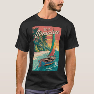 ジャマイカ ボート イラスト 旅行 アート ヴィンテージ Tシャツ