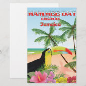 ジャマイカ マミー湾のビーチ 旅行ポスター 便箋 (正面/裏面)