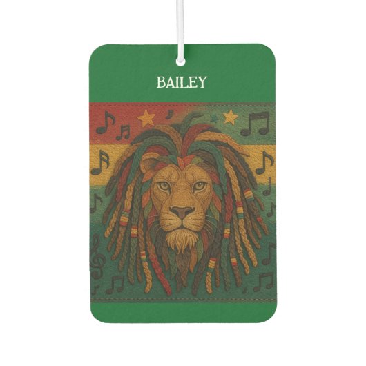 ジャマイカ ライオン 名前入り カーエアーフレッシュナー (正面)