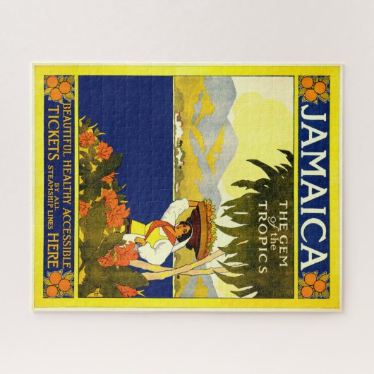 ジャマイカ、ヴィンテージ旅行ポスター ジグソーパズル (横)