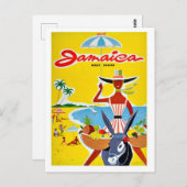 ジャマイカ、傘を持った女性、ヴィンテージ旅行 ポストカード (正面/裏面)