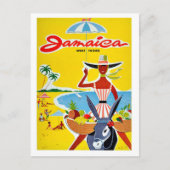 ジャマイカ、傘を持った女性、ヴィンテージ旅行 ポストカード (正面)