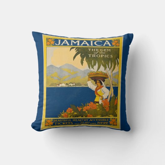 ジャマイカ – 熱帯の宝石(ヴィンテージのポスター) クッション (正面)
