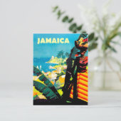 ジャマイカ、頭にフルーツバスケットを持つジャマイカの女性 ポストカード (スタンド正面)