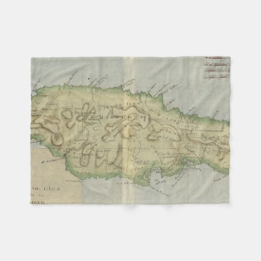 ジャマイカ(1780年)のヴィンテージの地図 フリースブランケット (正面(横))