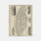 ジャマイカ(1851年)のヴィンテージの地図 フリースブランケット (正面)