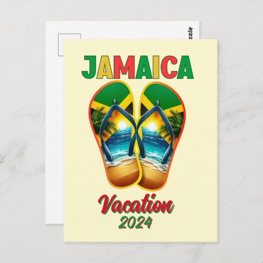 ジャマイカ 2024 フリップフロップ バケーション トロピカル ビーチ ポストカード (正面/裏面)