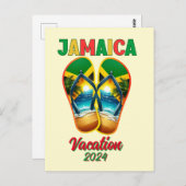 ジャマイカ 2024 フリップ フロップ バケーション トロピカル ビーチ ポストカード (正面/裏面)