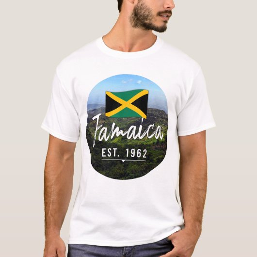 "ジャマイカ Est. 1962" ブルーマウンテンと国旗 Tシャツ (正面)