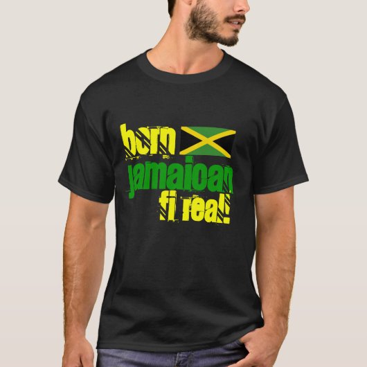 ジャマイカFi実質のジャマイカのTシャツを生まれて下さい Tシャツ (正面)