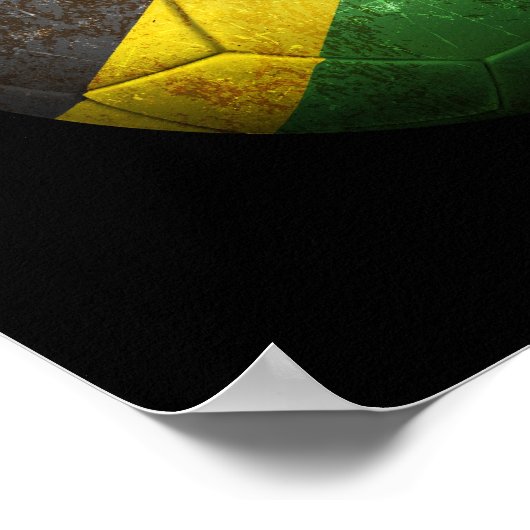 ジャマイ擦り切れたカ国旗のサッカーボール ポスター (角)