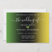 ジャマグラデーションイカ国旗のハート結婚写真 招待状 (正面)