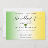 ジャマグラデーションイカ国旗のハート結婚写真 招待状 (正面)