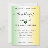 ジャマグラデーションイカ国旗のハート結婚写真 招待状 (正面)