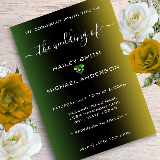 ジャマグラデーションイカ国旗のハート結婚写真 招待状