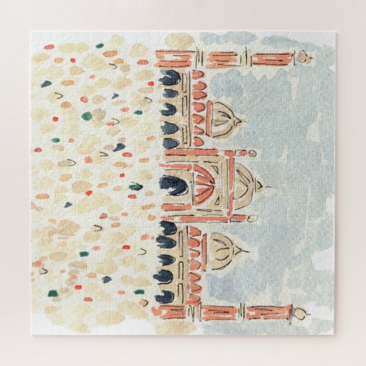 ジャママスジドモスクインディアウォーターカラージグソーパズル ジグソーパズル (横)