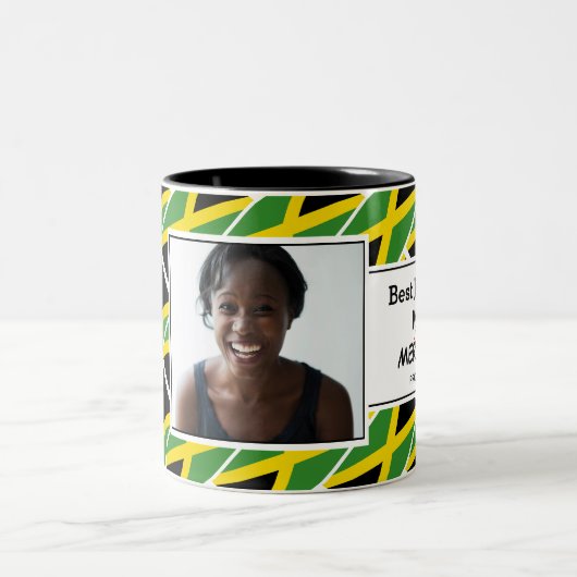 ジャマ最高のイのマパーソナライズされたマ国旗の写真 ツートーンマグカップ (中央)