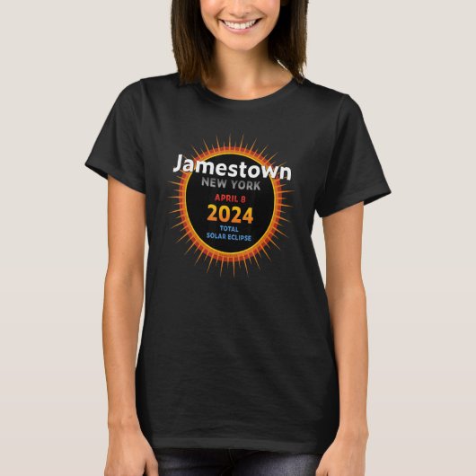 ジャムスタウンNew York NY Total 太陽の Eclipse 2024 2 Tシャツ (正面)