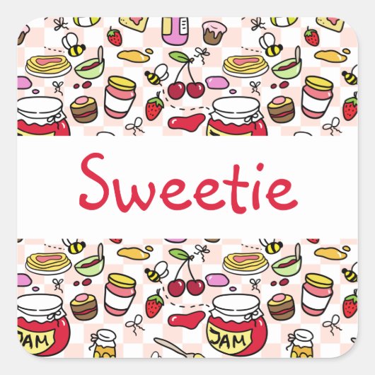 ジャムステッカー(文字付き) (編集可能文字) スクエアシール (正面)