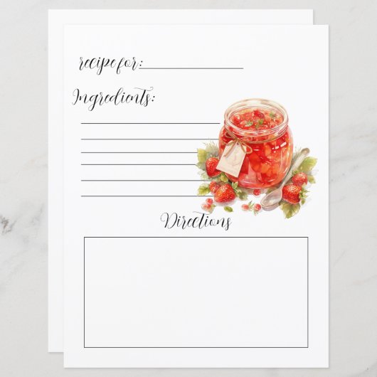 ジャムゼリーのレシピブックページ (正面/裏面)