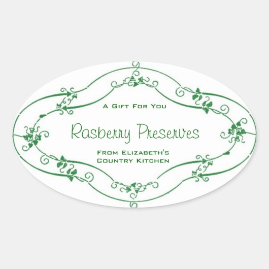 ジャムゼリーカスタム保存用ベーキングラベル 楕円形シール (正面)