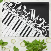 ジャムパーソナライズされたリングされた楽譜とピアノ鍵 キッチンタオル (折り畳み)