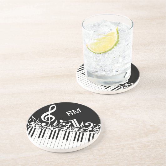 ジャムパーソナライズされたリングされた楽譜とピアノ鍵 コースター (側面)